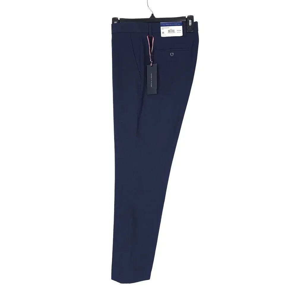 Tommy Hilfiger Mens Modern Fit 2 Piece Suit 40R 32x32 Navy Linen Cotton Blend